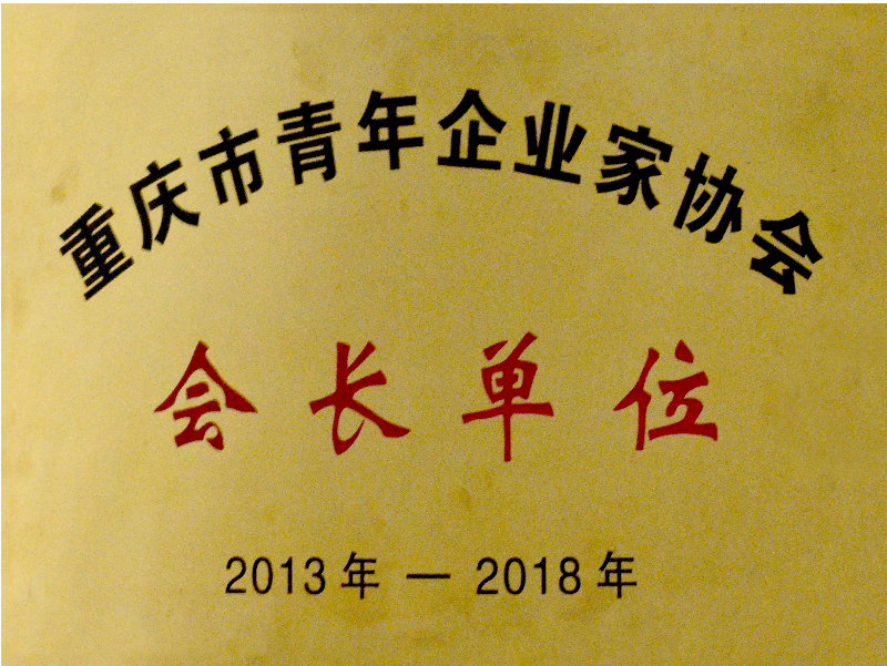 2013年 鑫源荣获“重庆市青年企业家协会会长单位”
